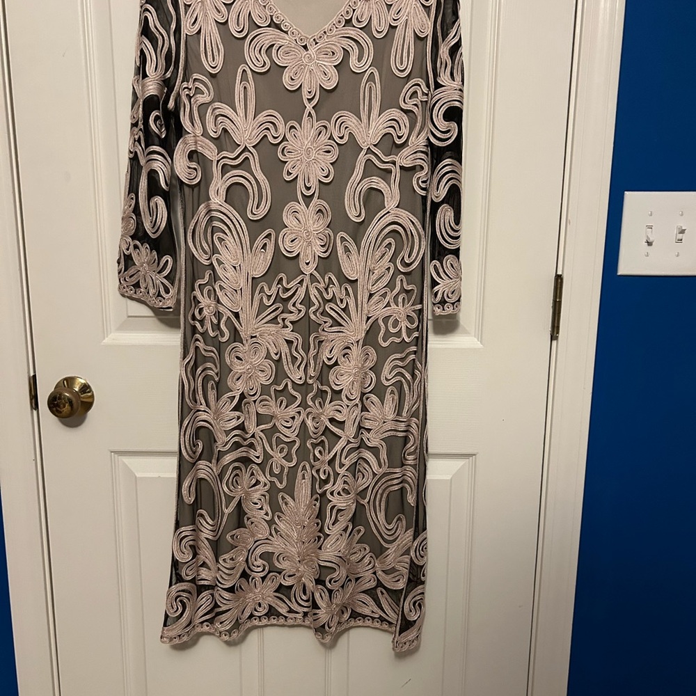 Elegant Black and Pink Embroidered Dress